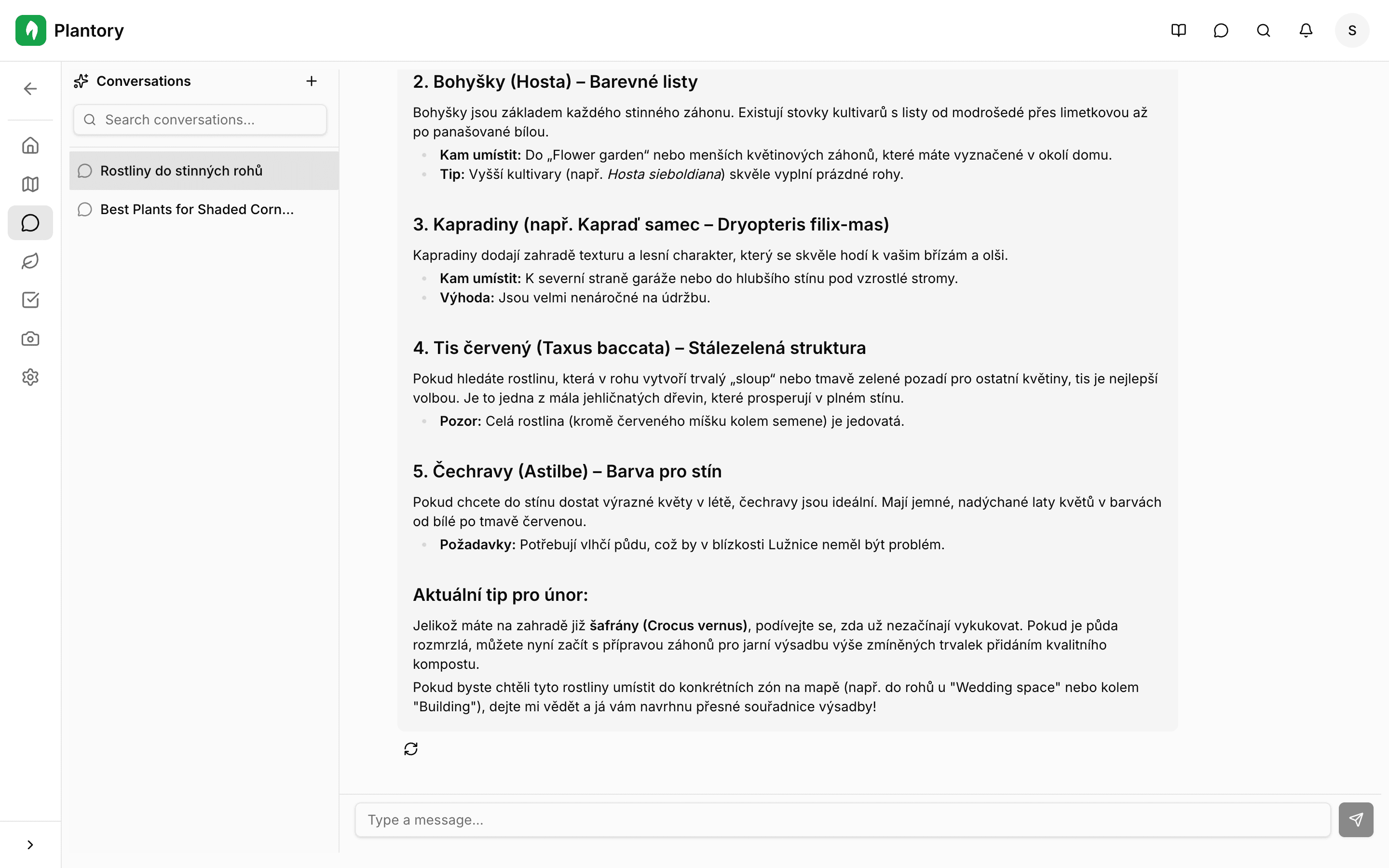 AI chat interface with thread sidebar
