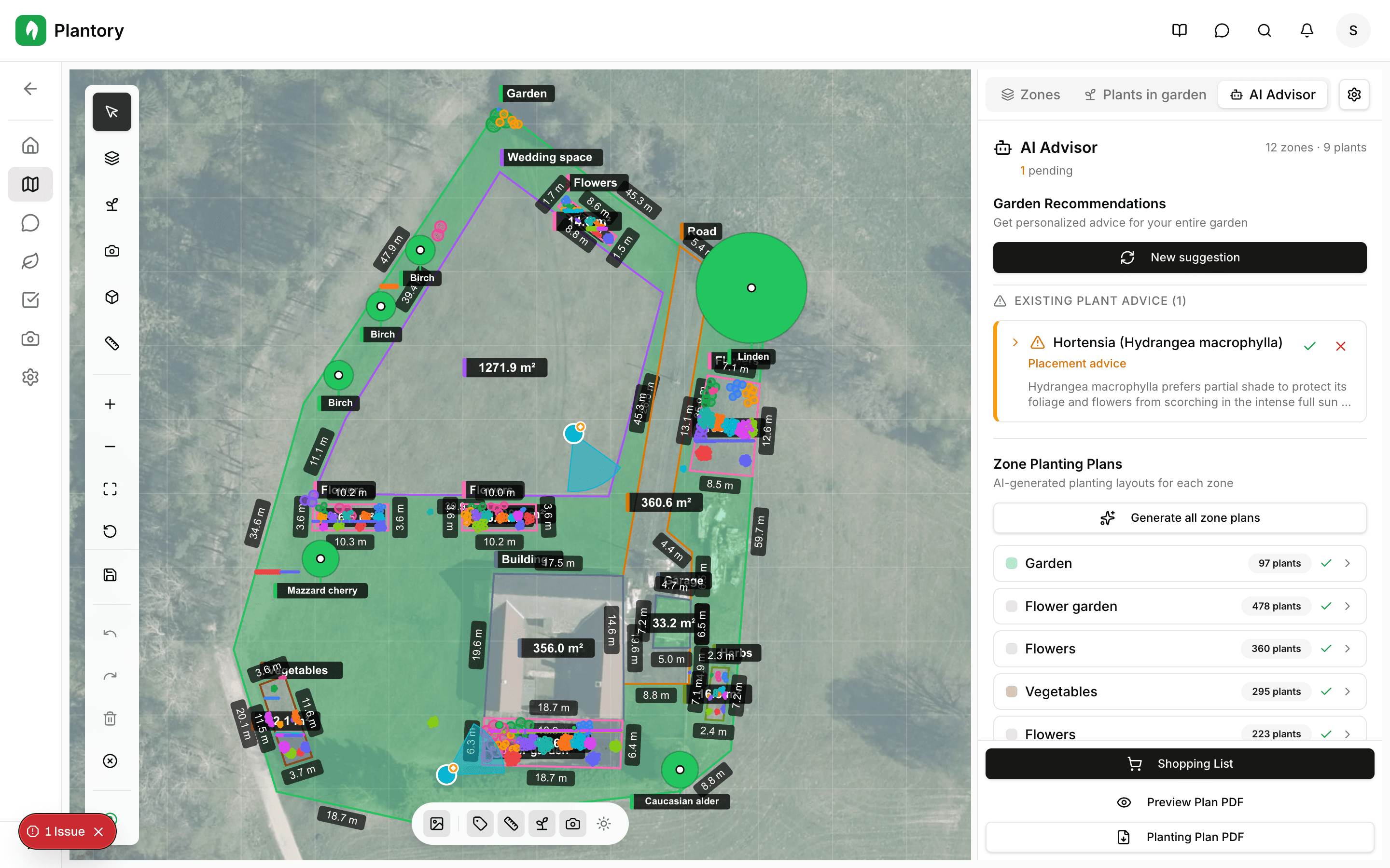 Photo markers placed on garden canvas