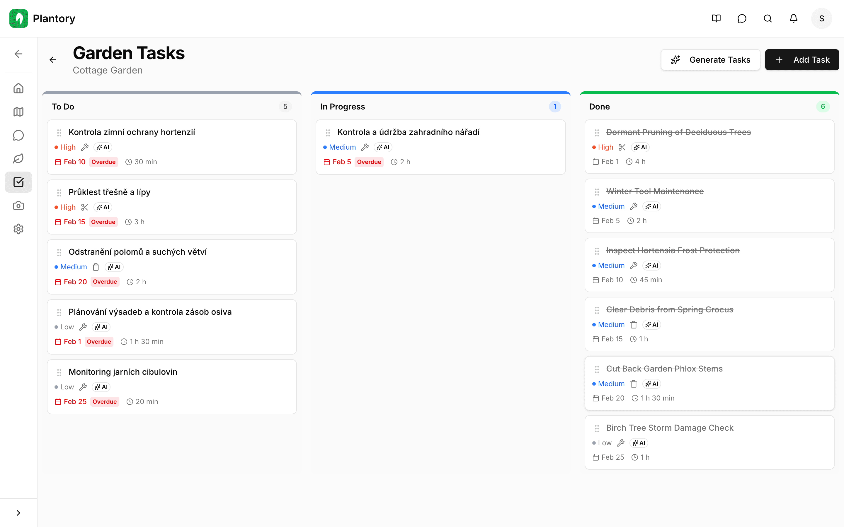 Bacheca attività Kanban con tre colonne